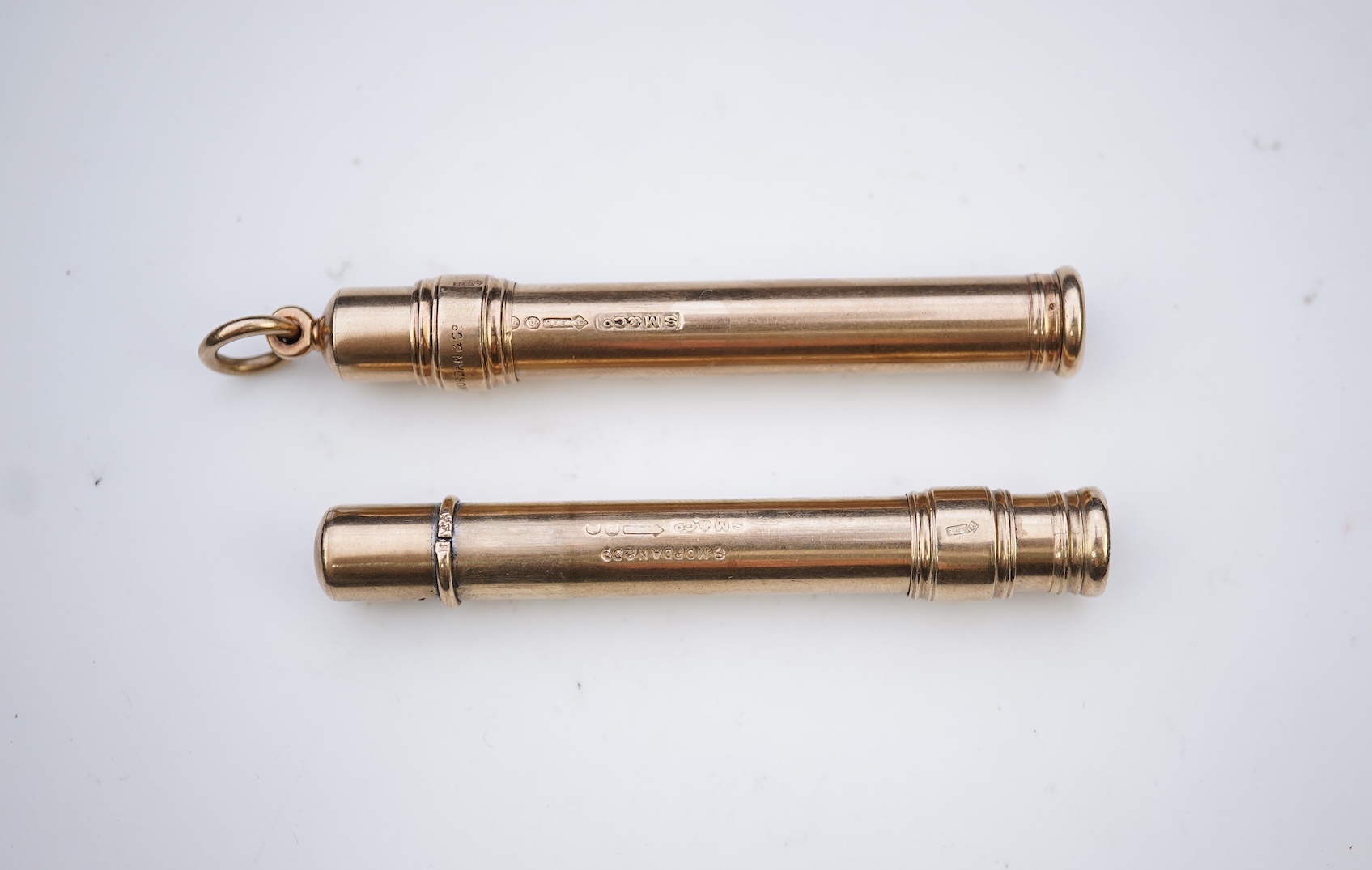 S. Mordan & Co., two 9ct gold propelling pencils